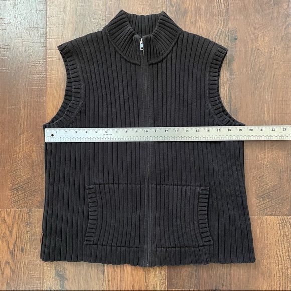 LAUREN by RALPH LAUREN chocolate brown ribbed knit zipper vest, size XL - Picture 9 of 10